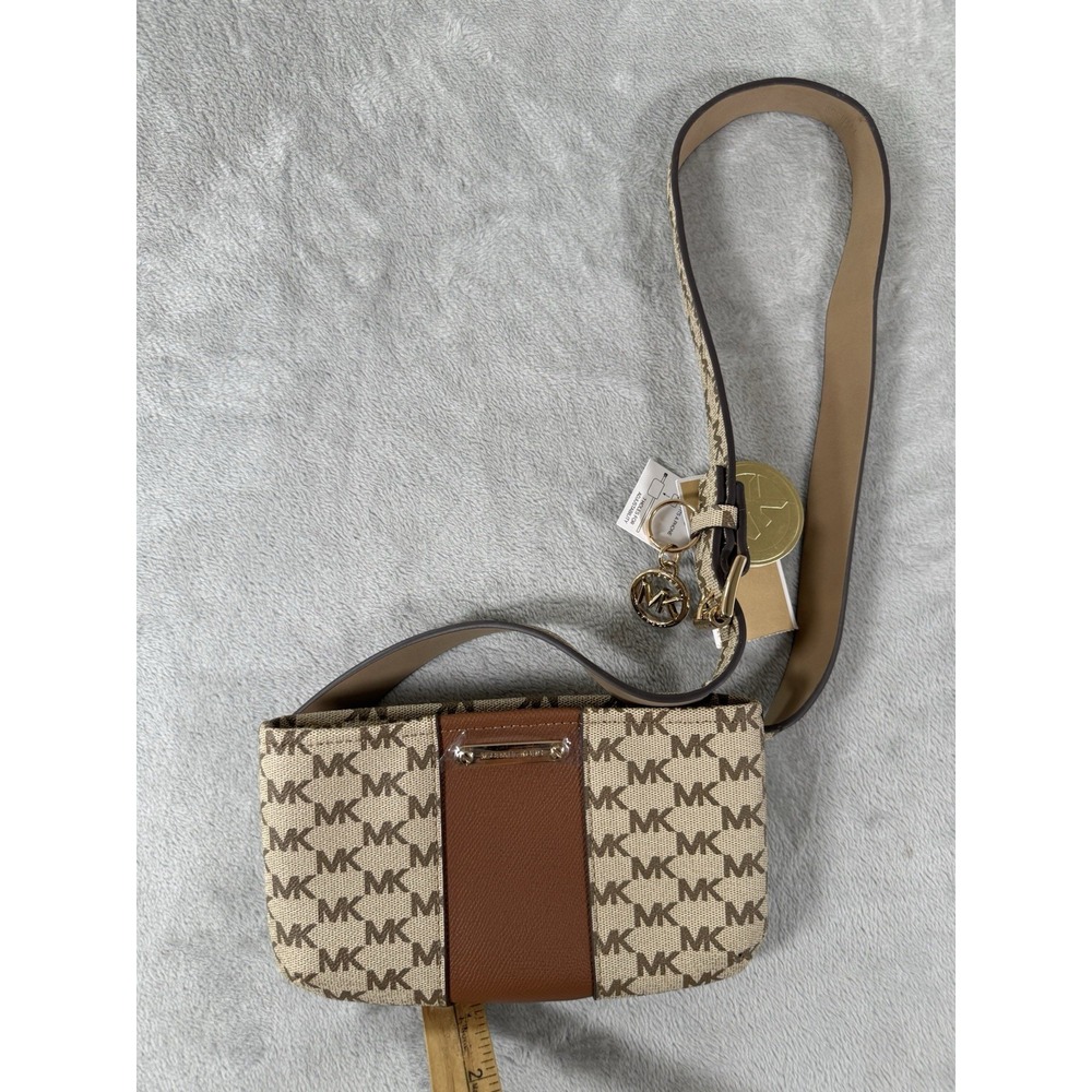 Michael Kors Belt Bag Beige Brown Adjustable MK Logo L/XL NWT